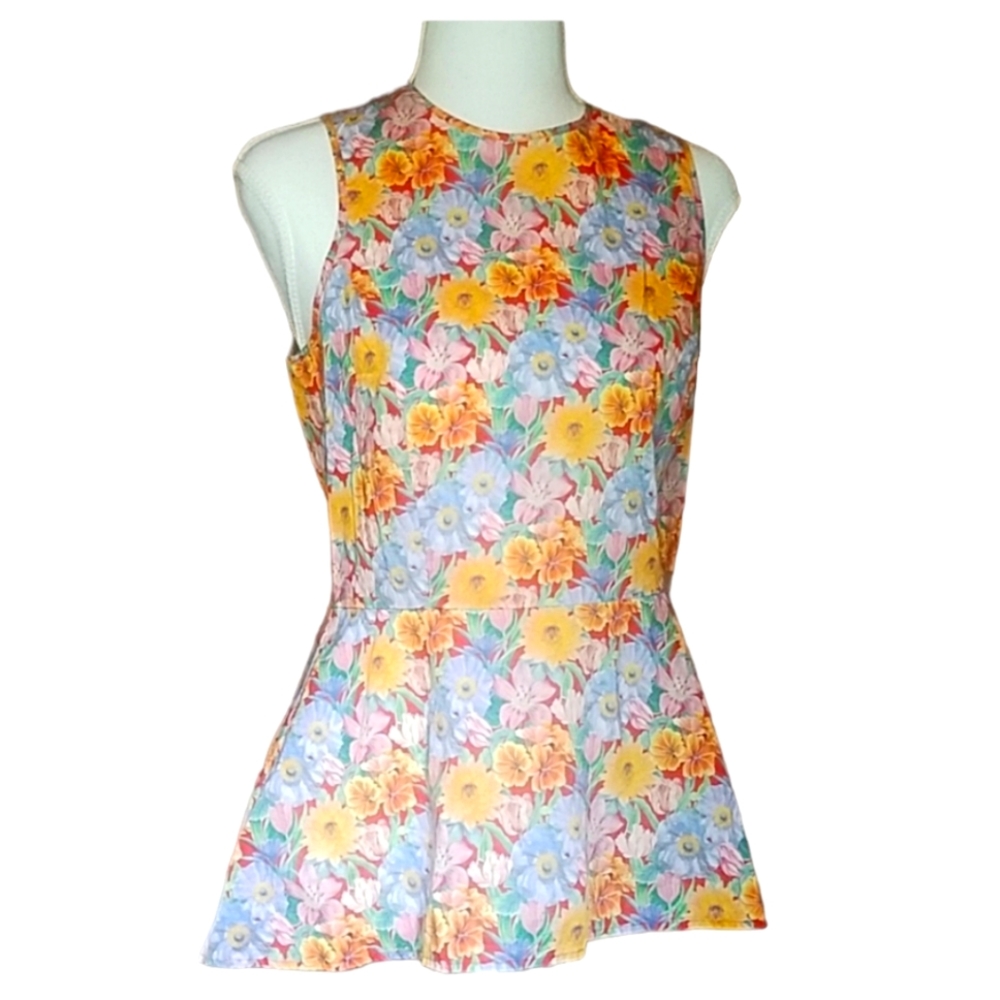 ANTONIO MELANI Floral Sleeveless Top in Yellow, Blue, Pink